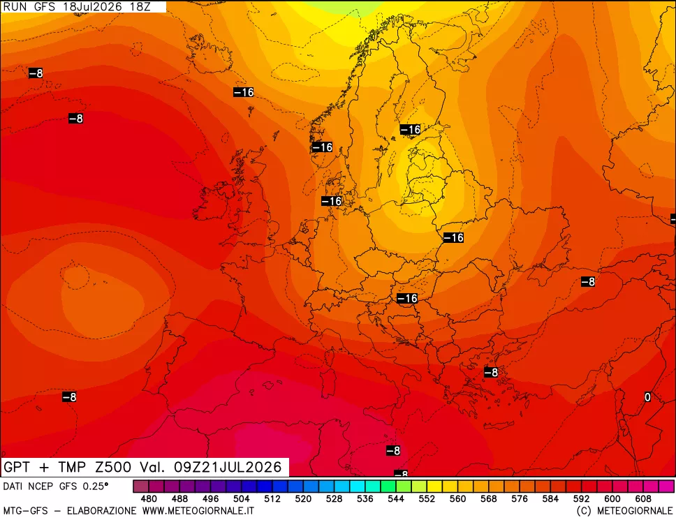mappa 500 hPa GPT + Temp