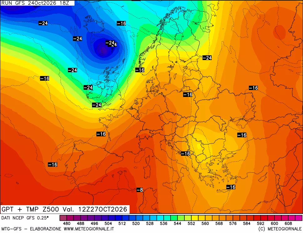 mappa 500 hPa GPT + Temp