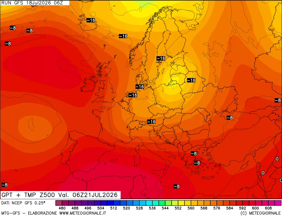 mappa 500 hPa GPT + Temp