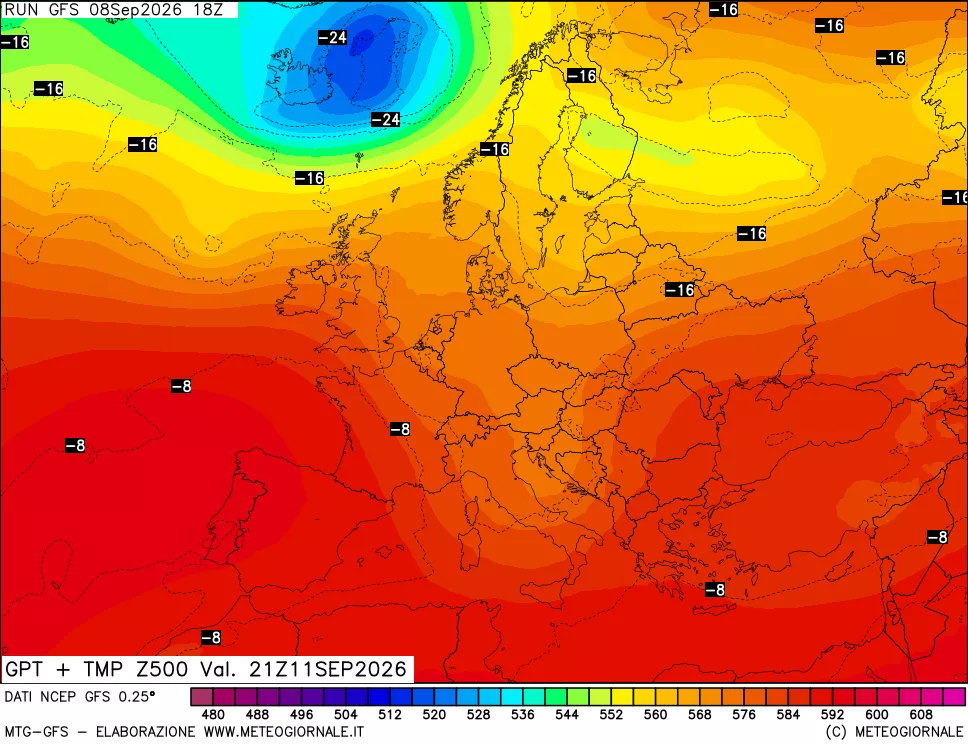 mappa 500 hPa GPT + Temp