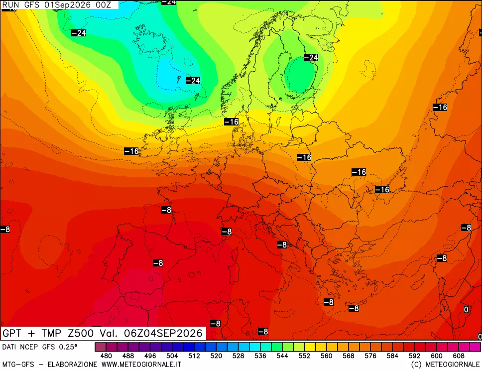 mappa 500 hPa GPT + Temp