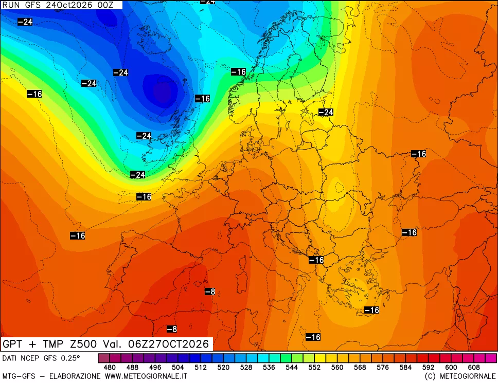 mappa 500 hPa GPT + Temp