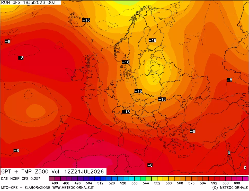 mappa 500 hPa GPT + Temp