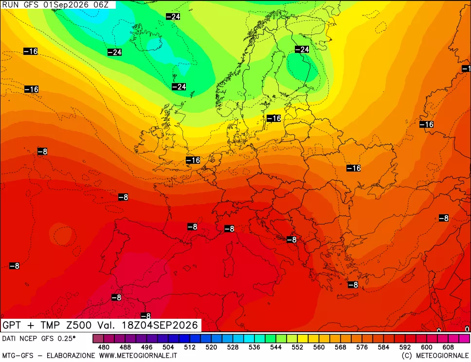 mappa 500 hPa GPT + Temp
