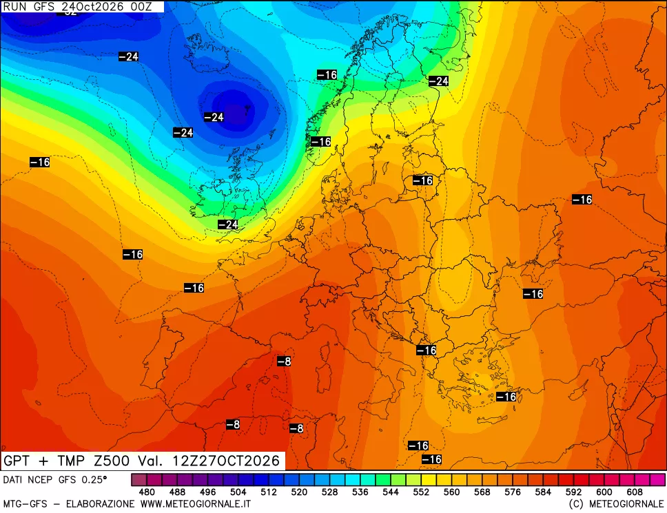 mappa 500 hPa GPT + Temp