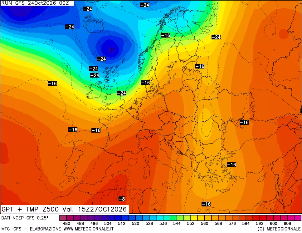 mappa 500 hPa GPT + Temp