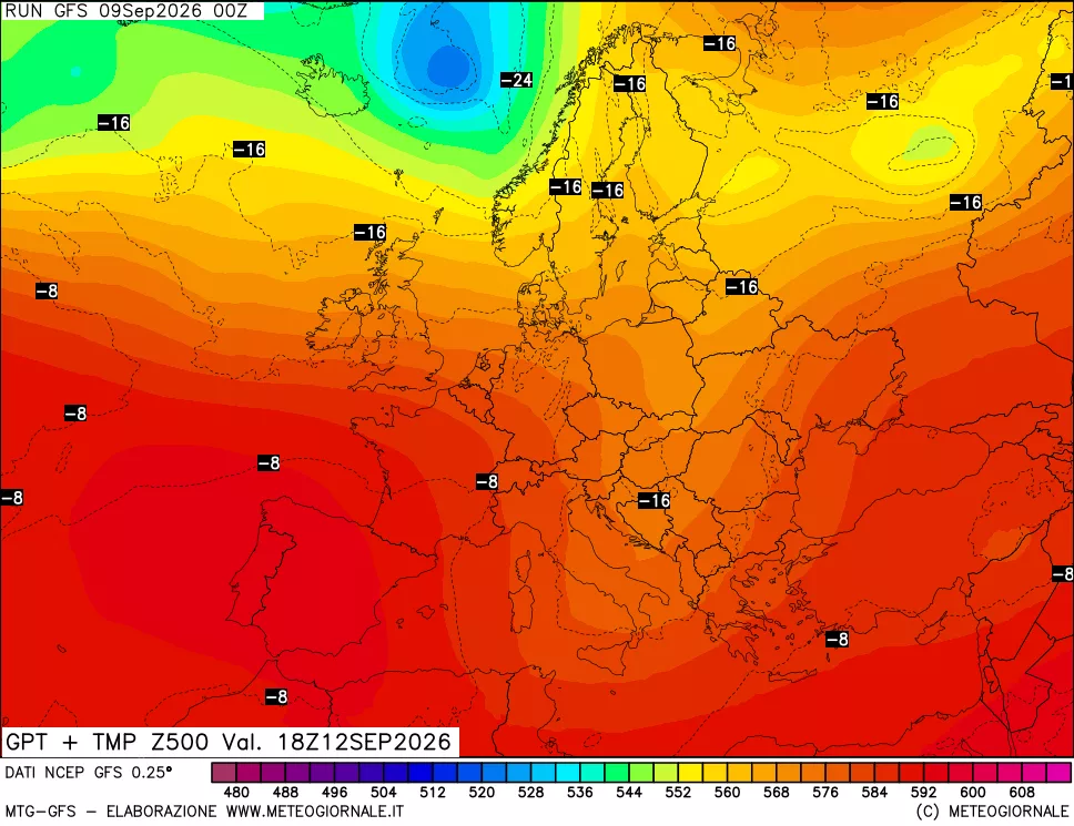 mappa 500 hPa GPT + Temp