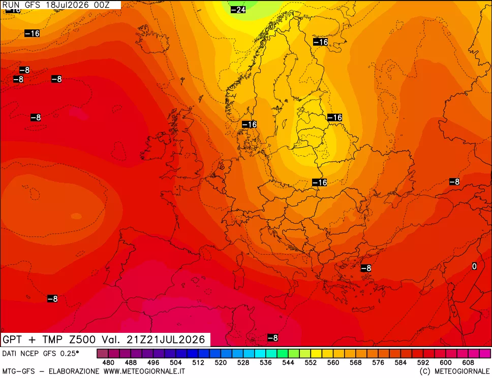 mappa 500 hPa GPT + Temp