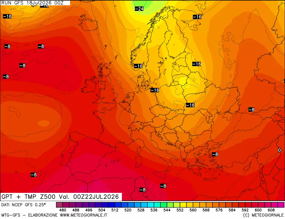 mappa 500 hPa GPT + Temp