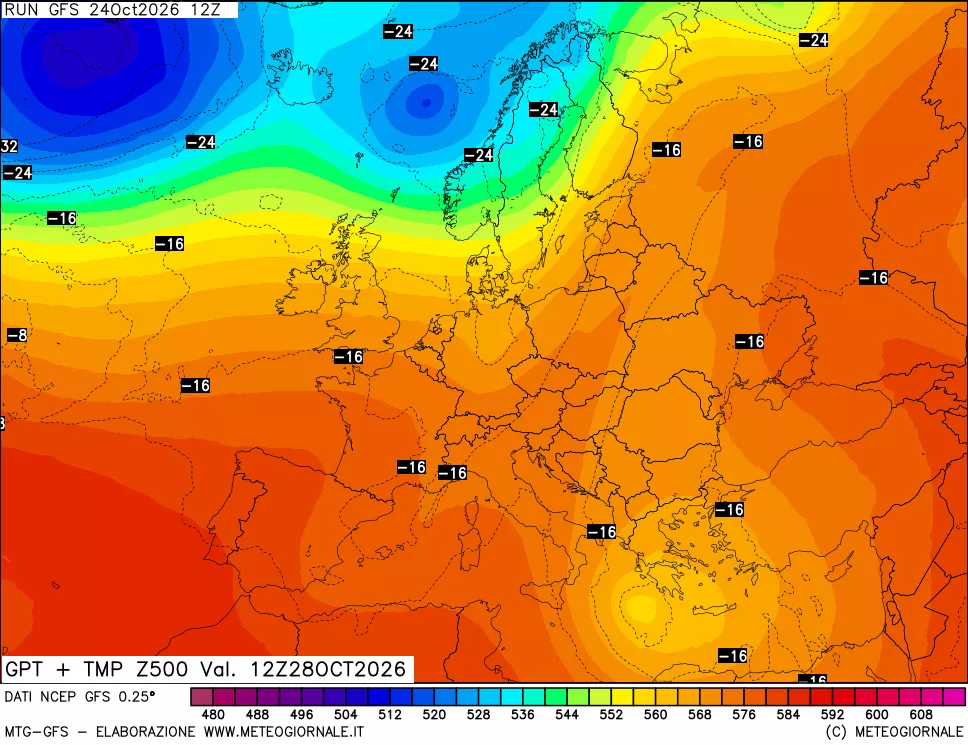 mappa 500 hPa GPT + Temp