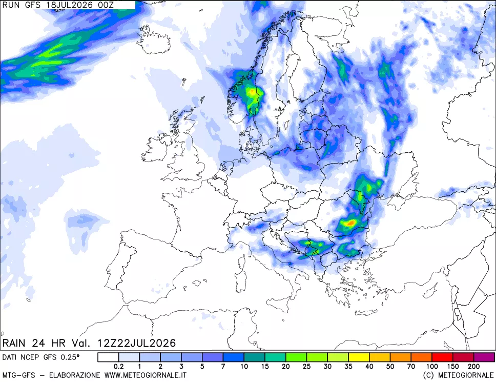 mappa Precipitazioni 24 ore precedenti