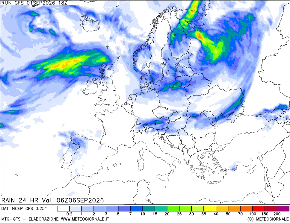 mappa Precipitazioni 24 ore precedenti