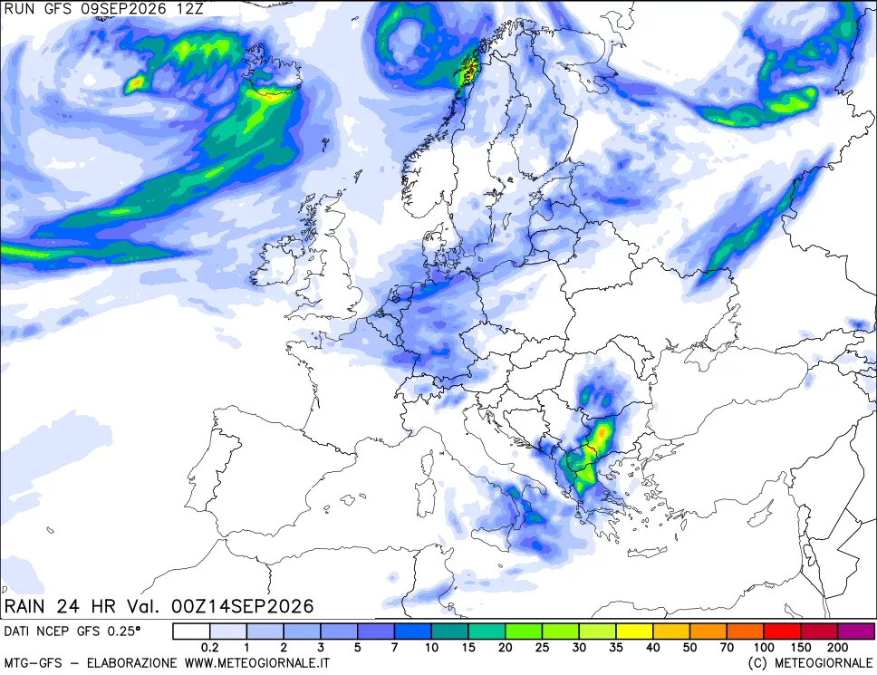 mappa Precipitazioni 24 ore precedenti