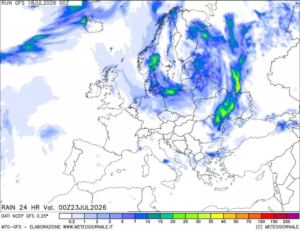 mappa Precipitazioni 24 ore precedenti