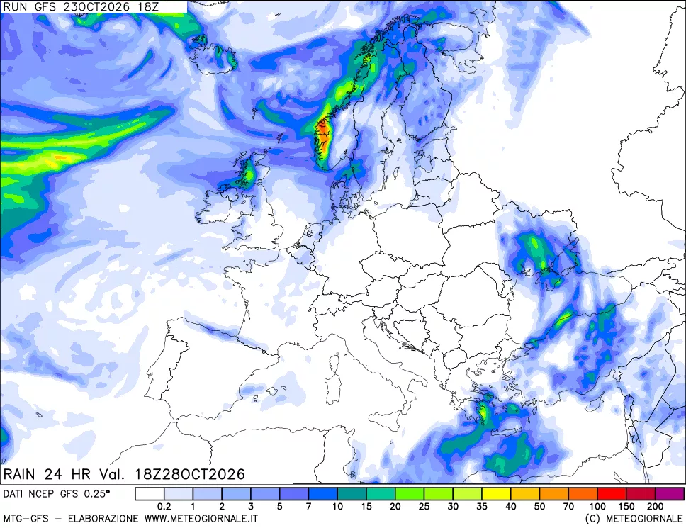 mappa Precipitazioni 24 ore precedenti