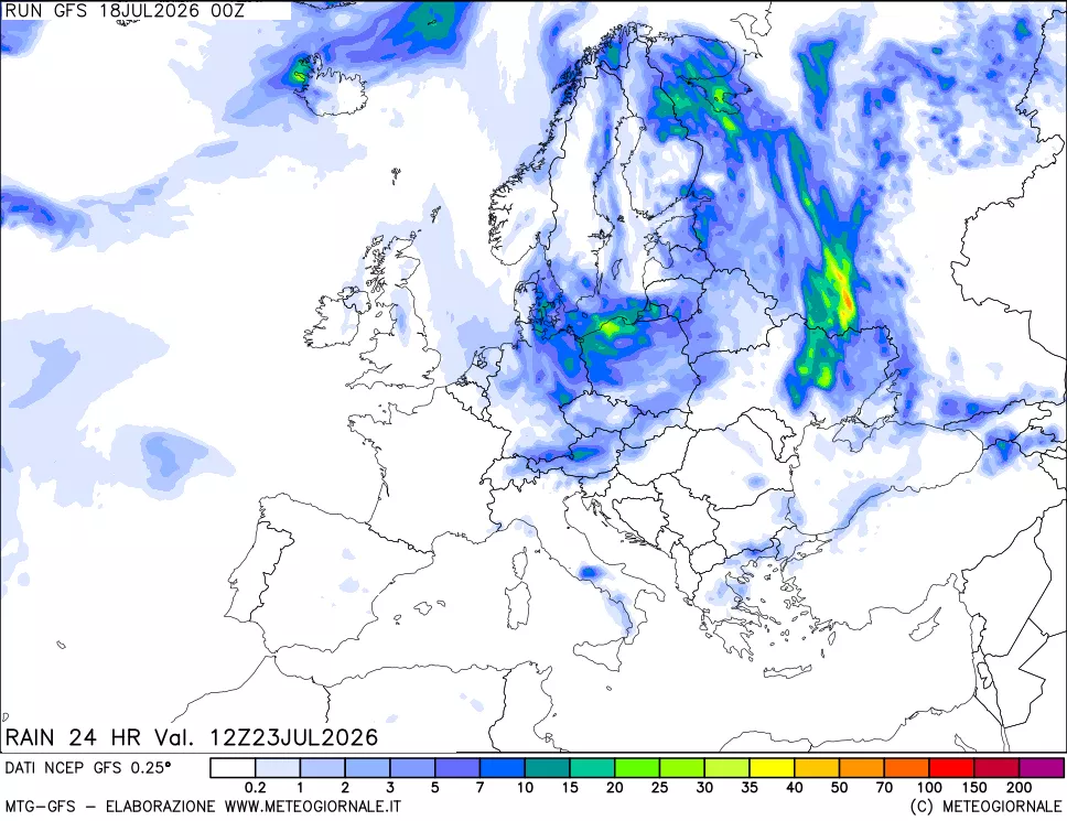 mappa Precipitazioni 24 ore precedenti