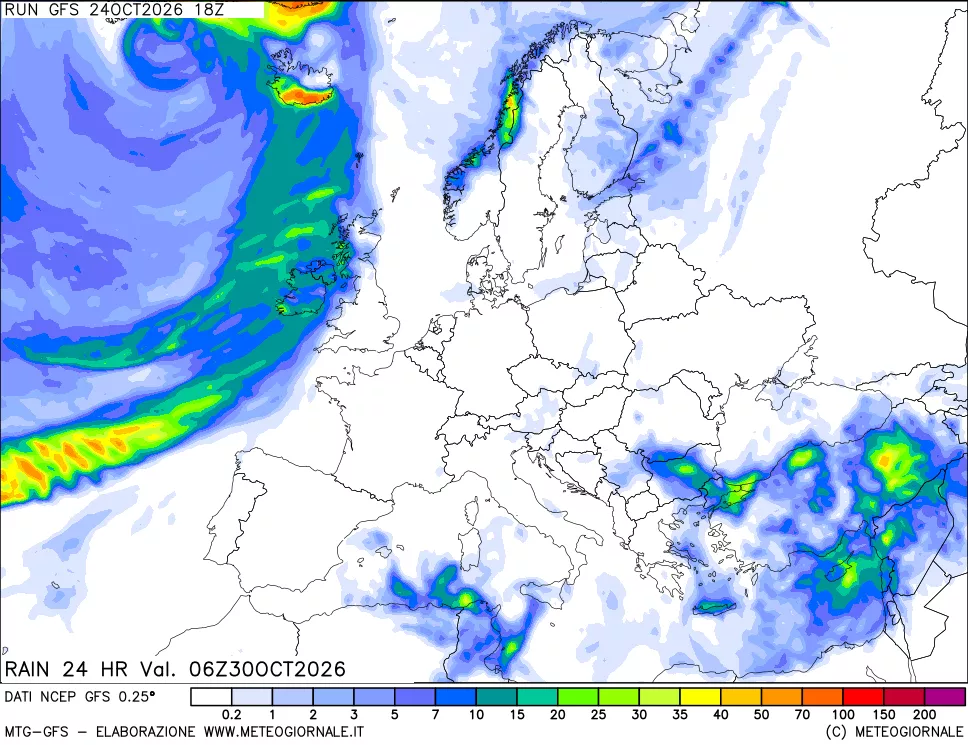 mappa Precipitazioni 24 ore precedenti