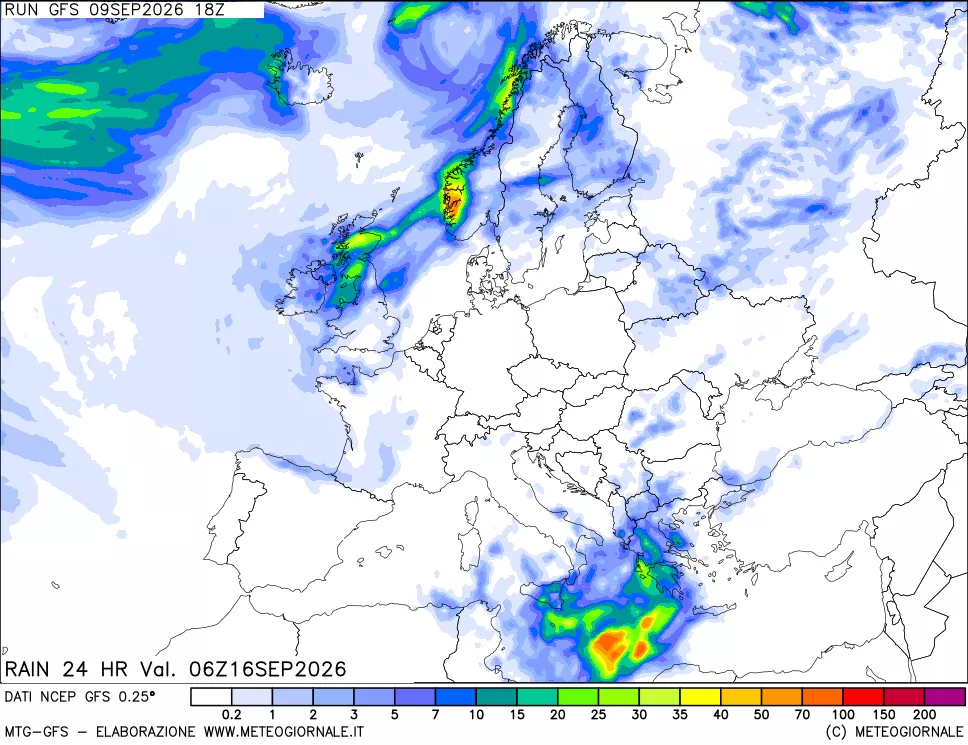 mappa Precipitazioni 24 ore precedenti