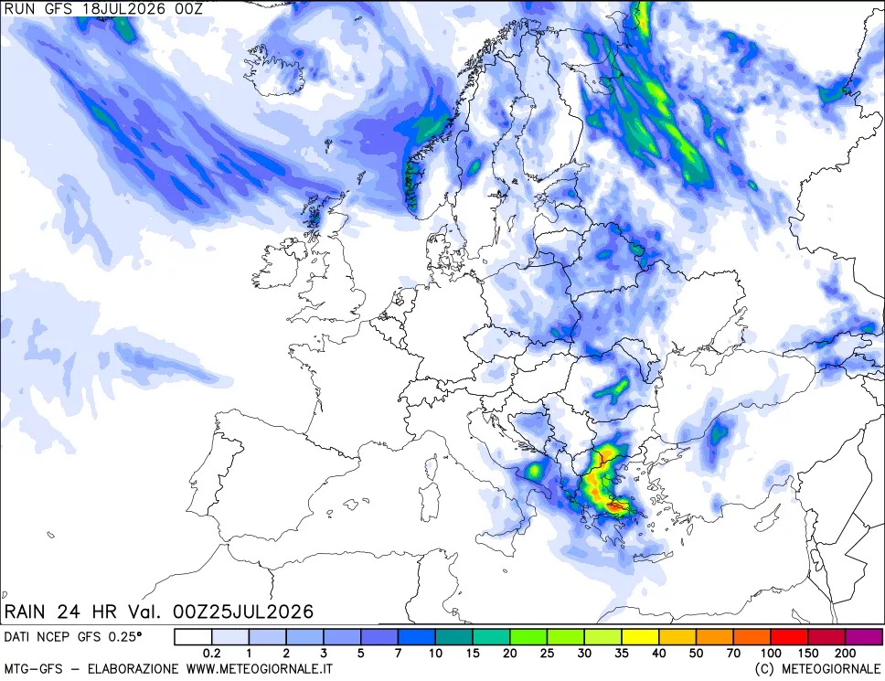 mappa Precipitazioni 24 ore precedenti