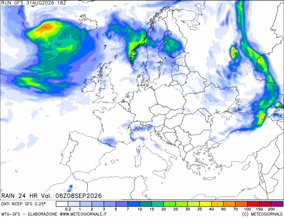 mappa Precipitazioni 24 ore precedenti