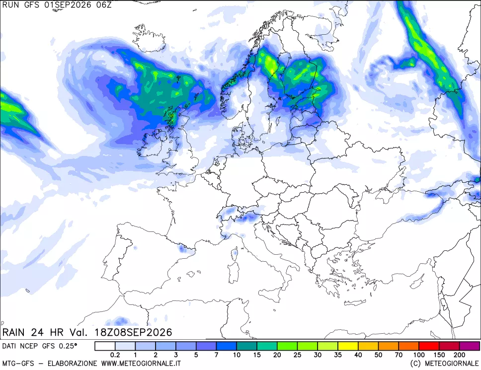 mappa Precipitazioni 24 ore precedenti