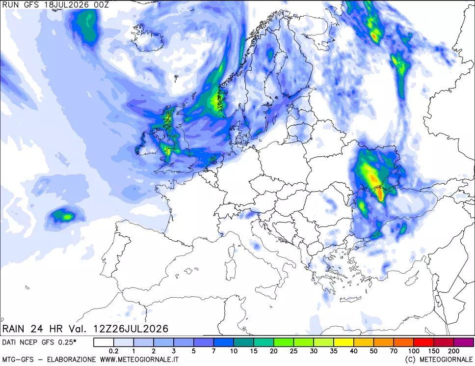 mappa Precipitazioni 24 ore precedenti