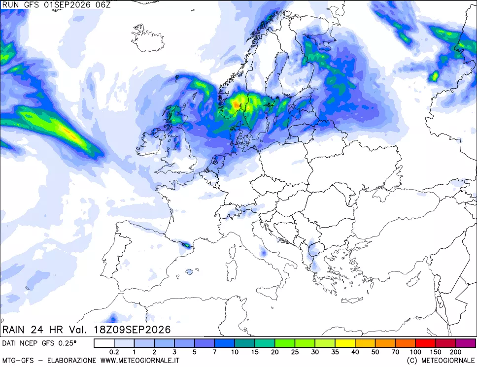 mappa Precipitazioni 24 ore precedenti