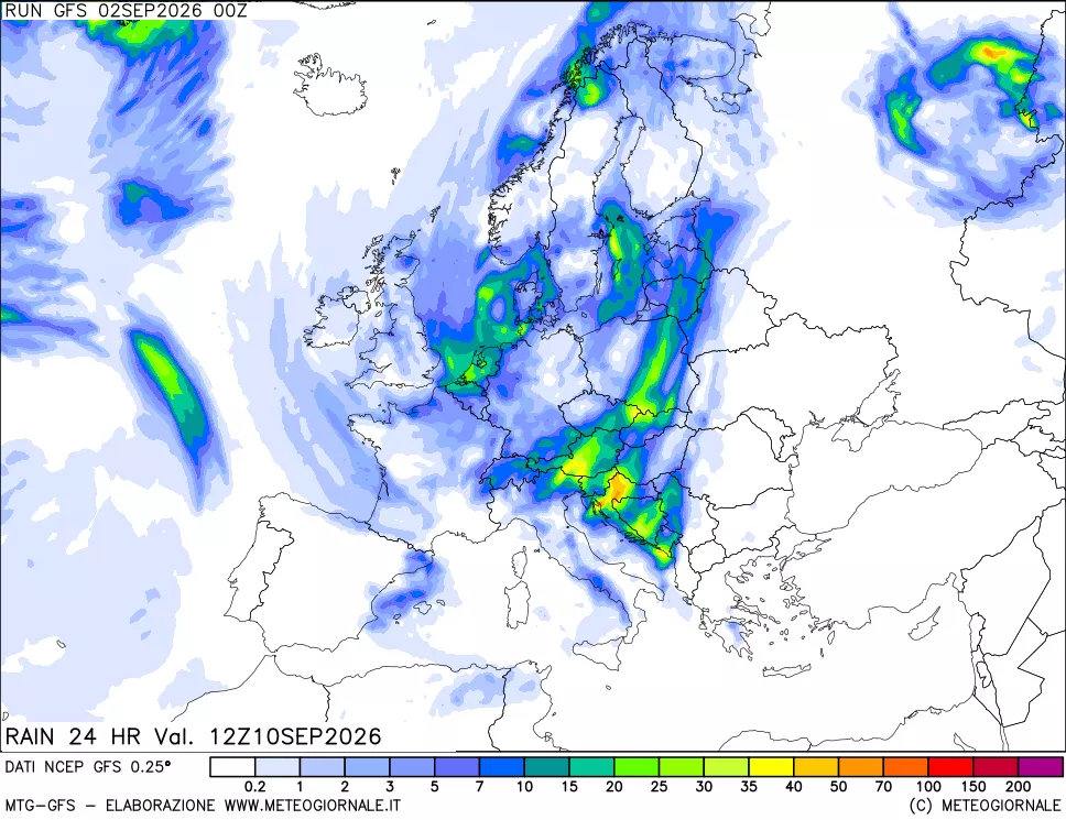 mappa Precipitazioni 24 ore precedenti