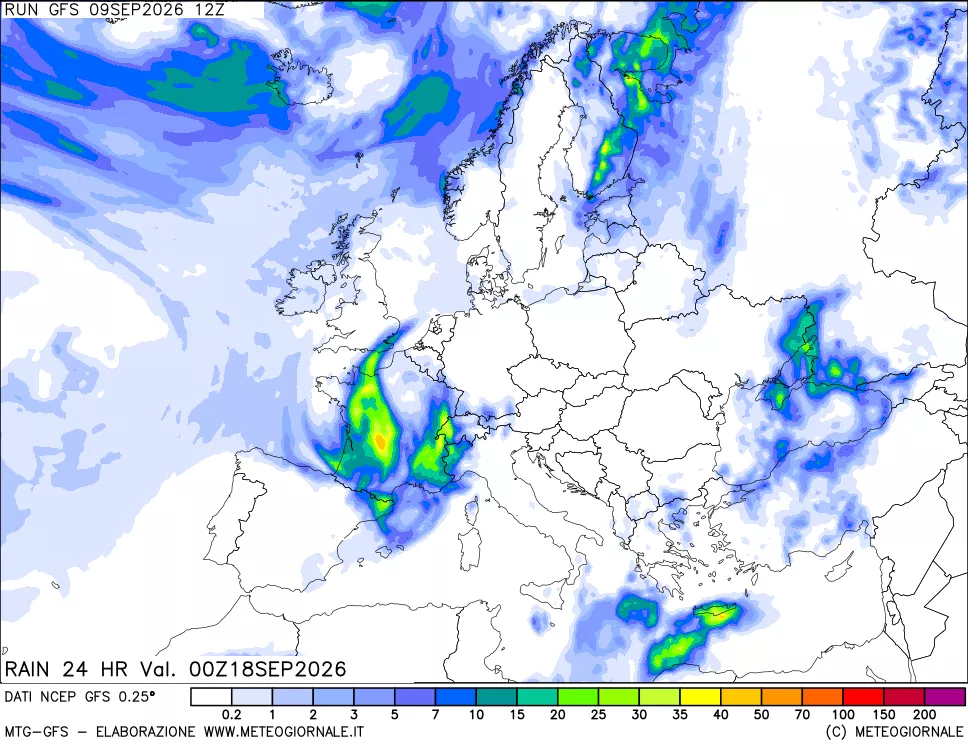 mappa Precipitazioni 24 ore precedenti