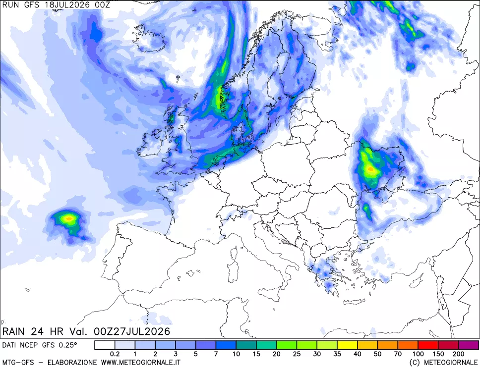 mappa Precipitazioni 24 ore precedenti
