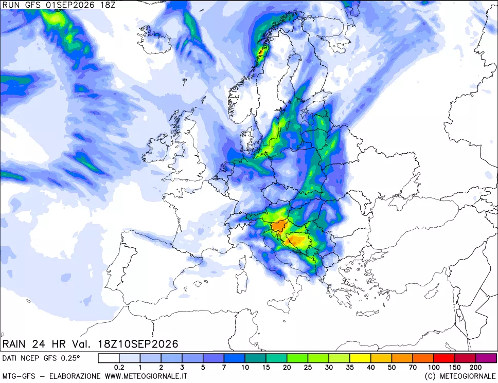 mappa Precipitazioni 24 ore precedenti