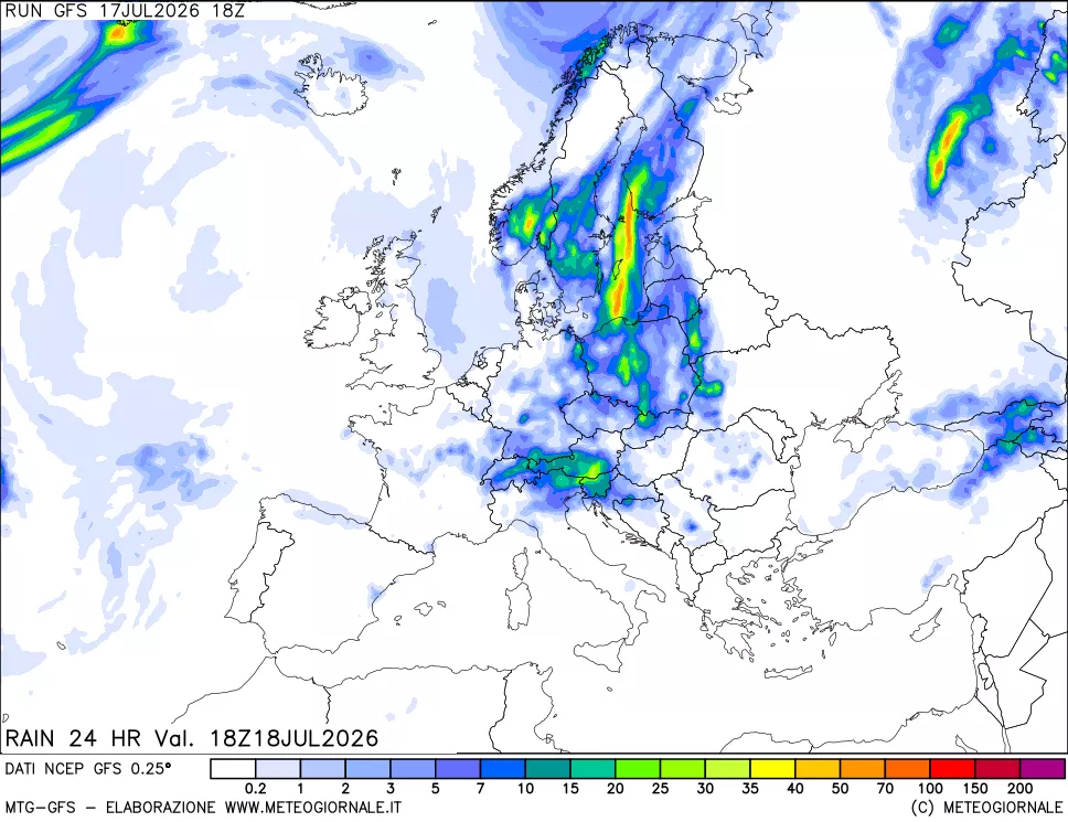 mappa Precipitazioni 24 ore precedenti
