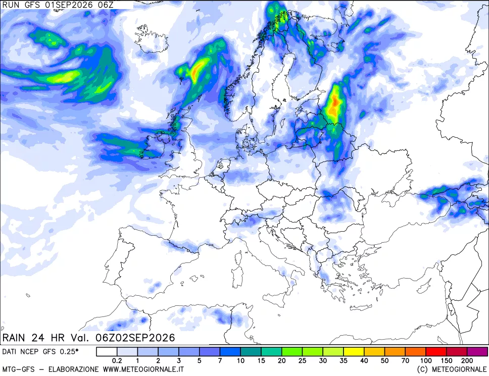 mappa Precipitazioni 24 ore precedenti