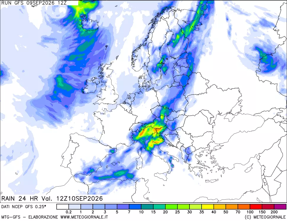 mappa Precipitazioni 24 ore precedenti
