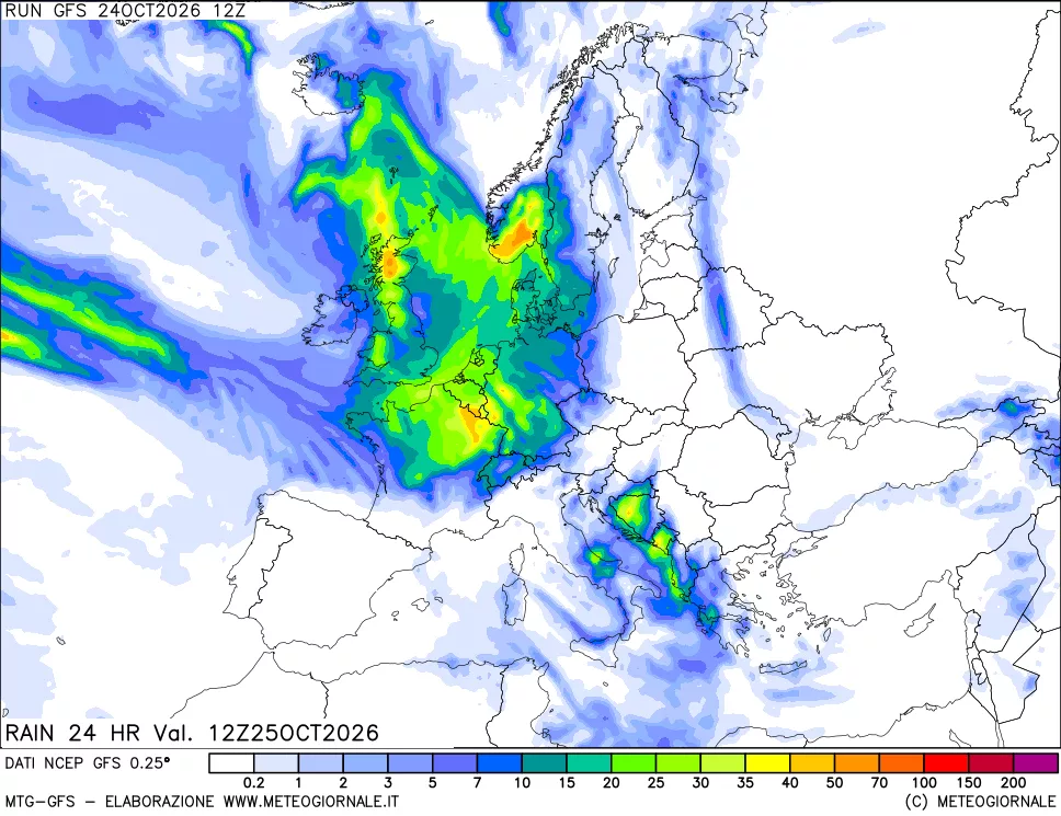 mappa Precipitazioni 24 ore precedenti
