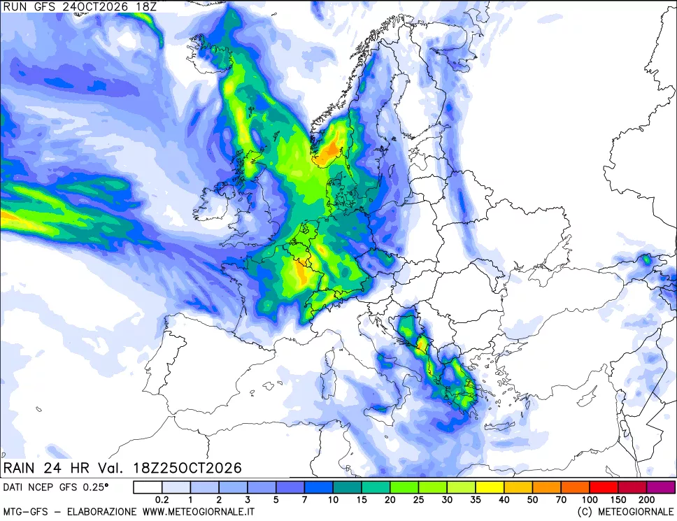 mappa Precipitazioni 24 ore precedenti