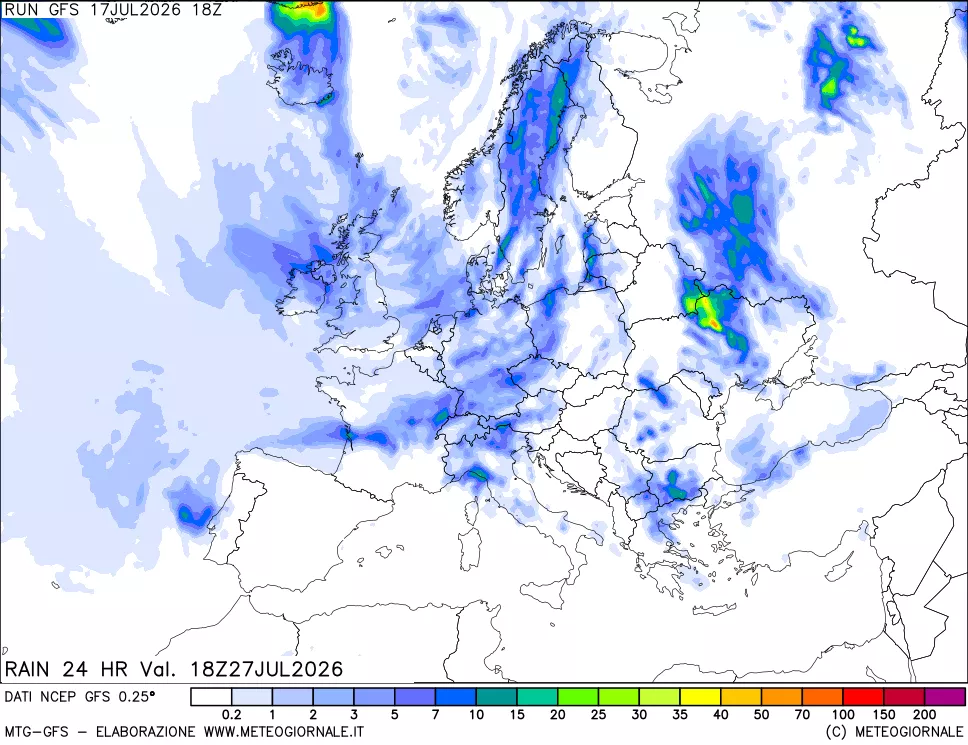 mappa Precipitazioni 24 ore precedenti
