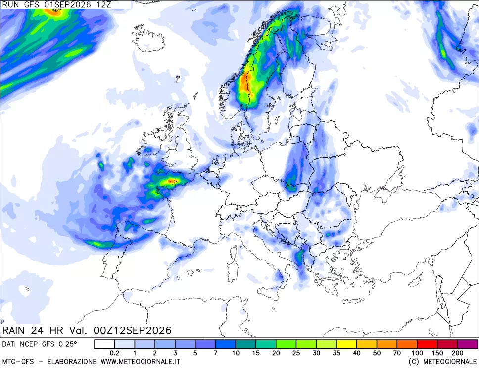 mappa Precipitazioni 24 ore precedenti