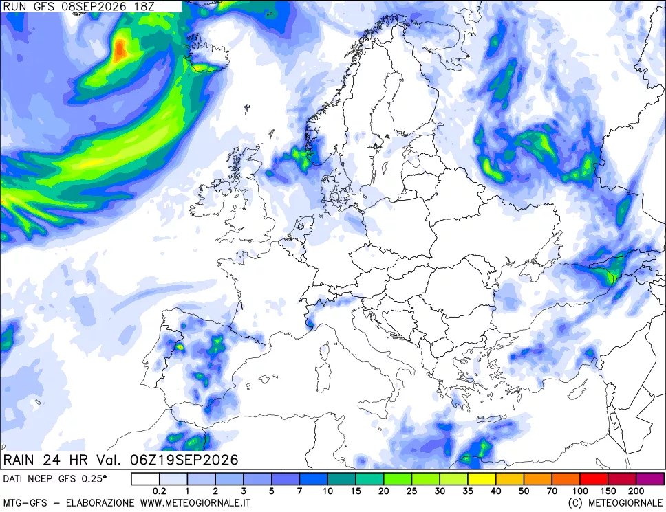 mappa Precipitazioni 24 ore precedenti