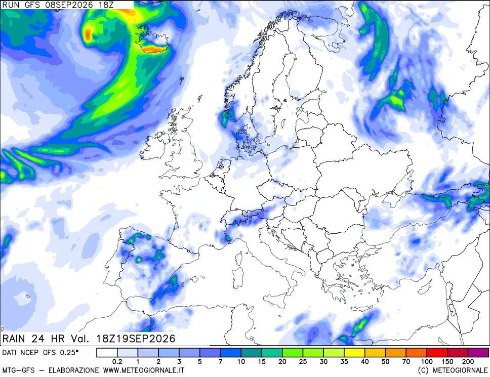 mappa Precipitazioni 24 ore precedenti