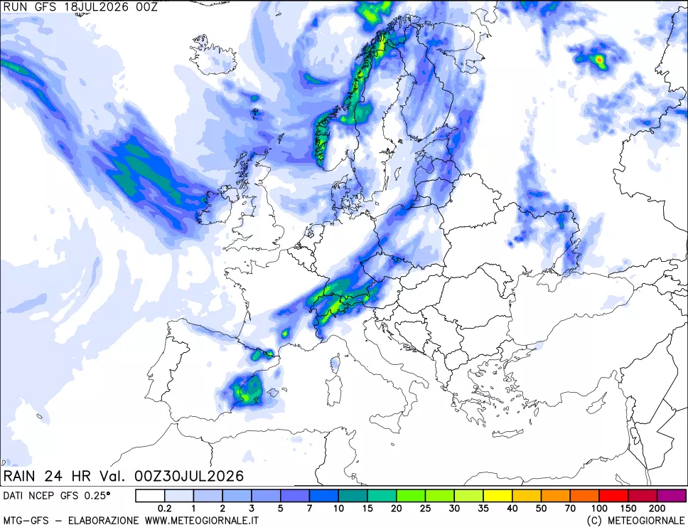 mappa Precipitazioni 24 ore precedenti