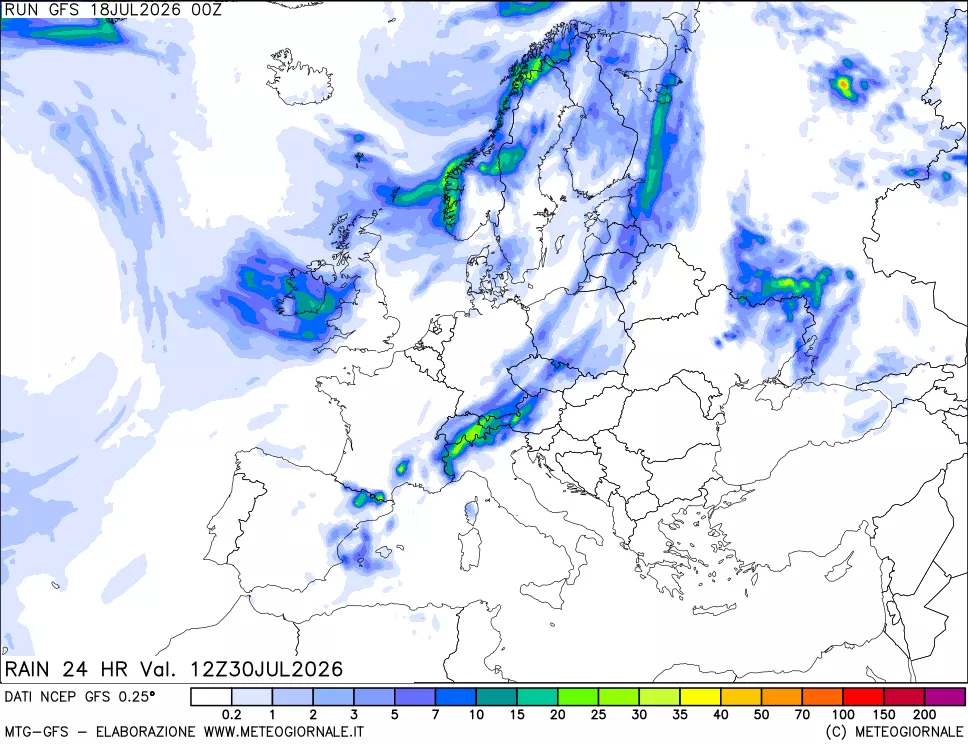 mappa Precipitazioni 24 ore precedenti