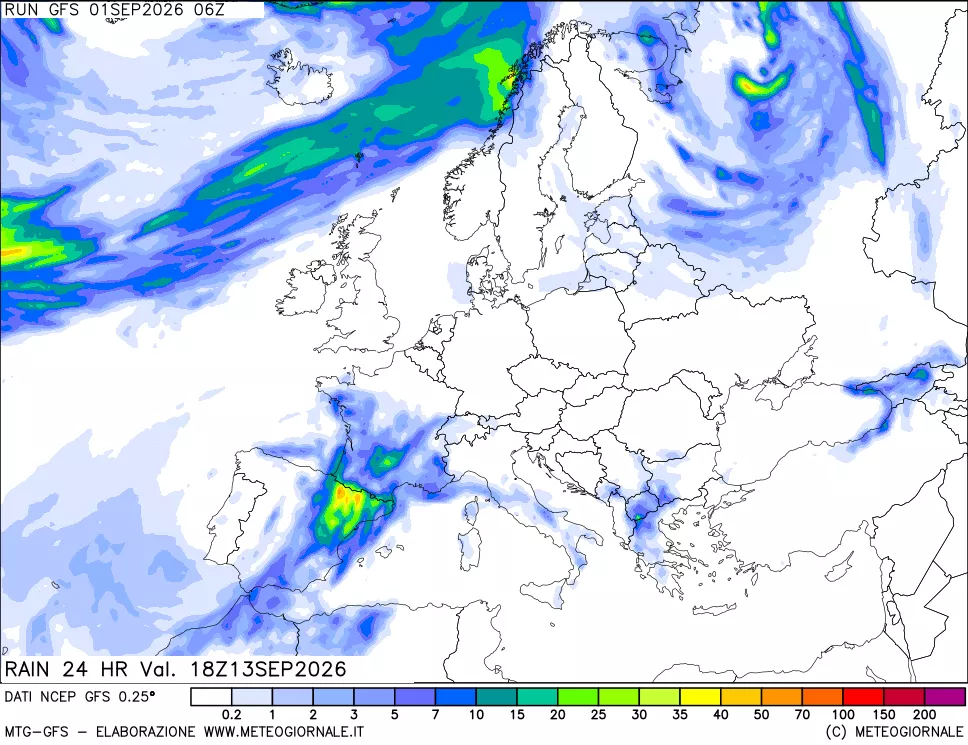 mappa Precipitazioni 24 ore precedenti