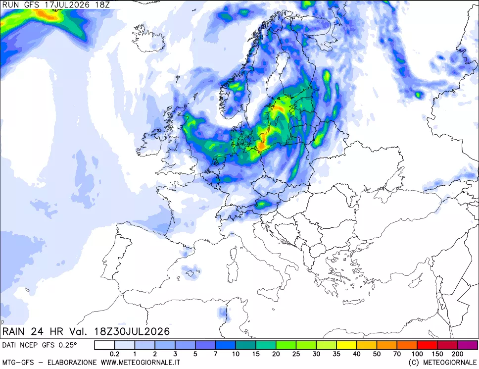 mappa Precipitazioni 24 ore precedenti