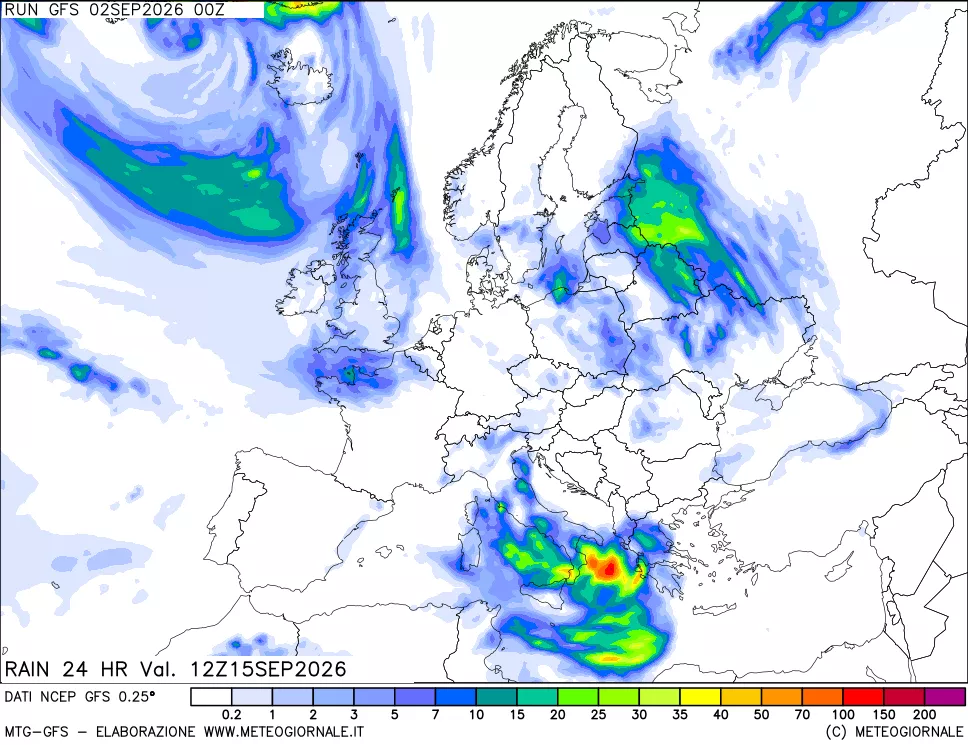 mappa Precipitazioni 24 ore precedenti