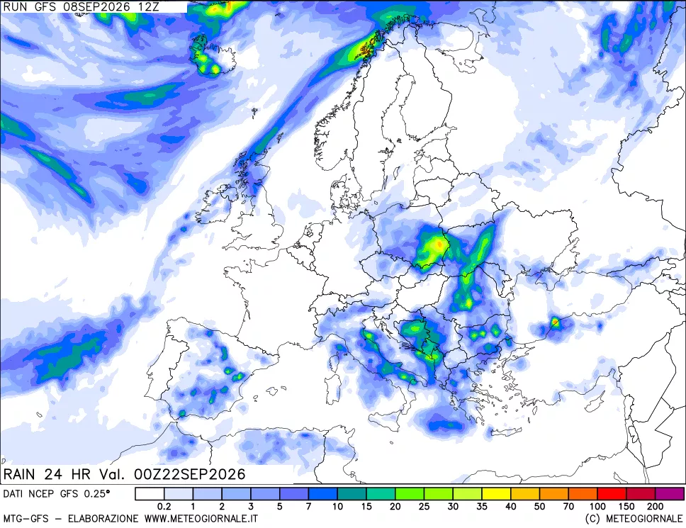 mappa Precipitazioni 24 ore precedenti