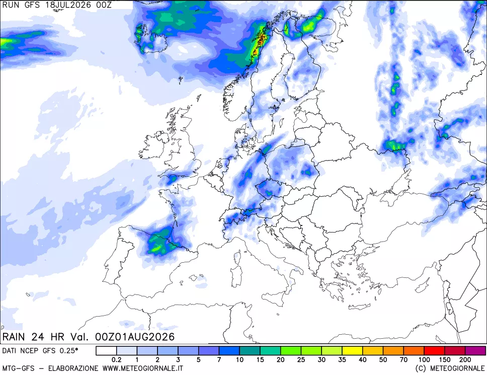 mappa Precipitazioni 24 ore precedenti