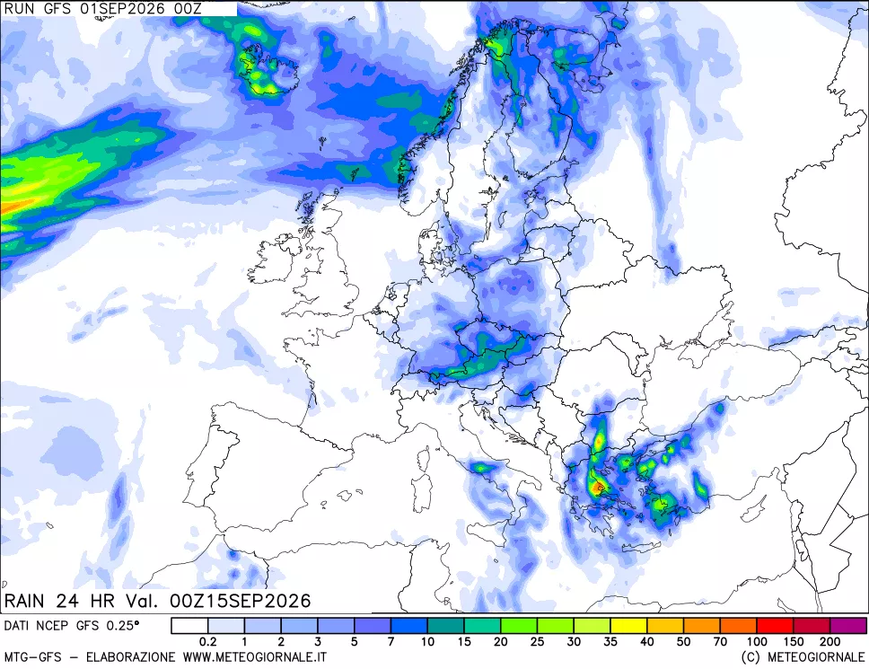 mappa Precipitazioni 24 ore precedenti