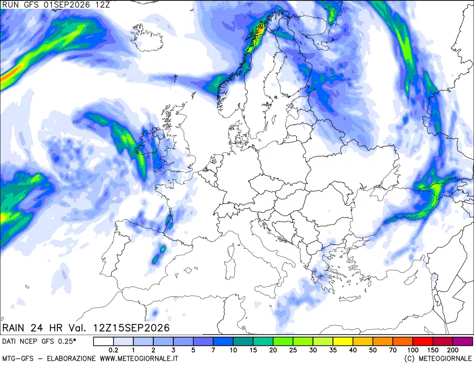 mappa Precipitazioni 24 ore precedenti