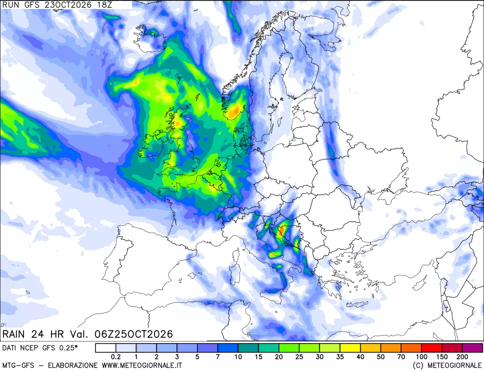 mappa Precipitazioni 24 ore precedenti
